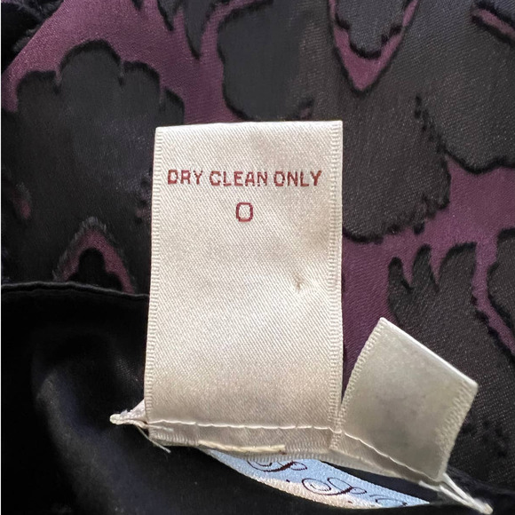 M.S.S.P. Shift Dress in Purple w/Black Flocked Flowers Silk Blend Size Medium - Picture 5 of 5